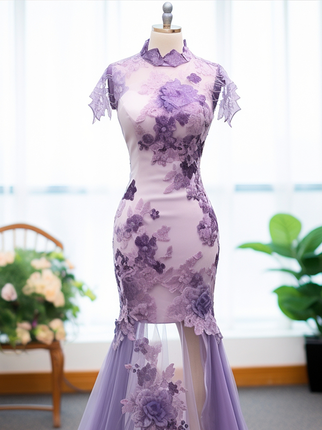 Lace Mermaid Qipao Details-Brellixandrow